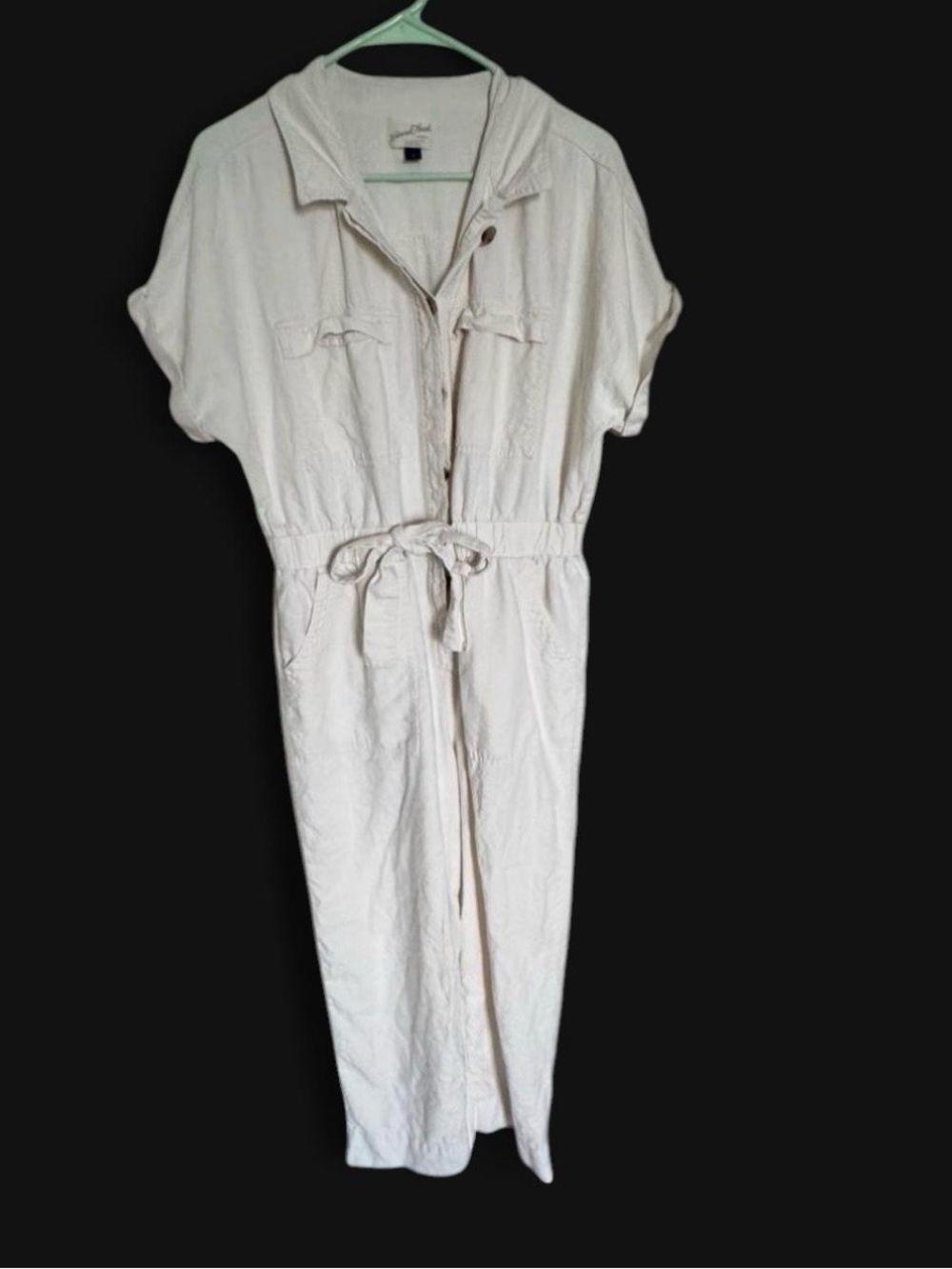 Universal Thread Cream Short-Sleeve Utility Jumpsuit with Tie Waist